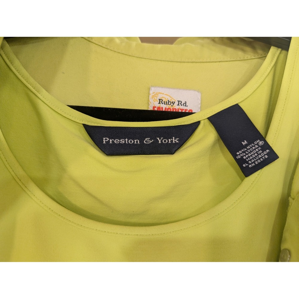 Ruby Rd Preston & York Two Piece Tank Top Jacket‎ Set Green Chartreuse - Picture 4 of 8